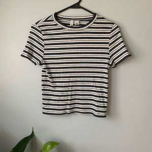 H&M black, white, and gray striped t-shirt
